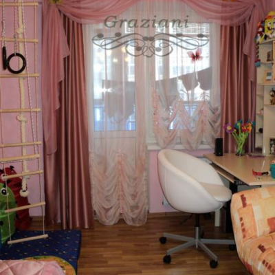 Розовые шторы в детскую для девочки
